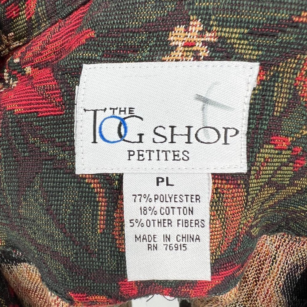 Vintage Tapestry Trucker Jacket Poinsettia Christmas Holiday Size PL Grandmacore - Picture 6 of 8